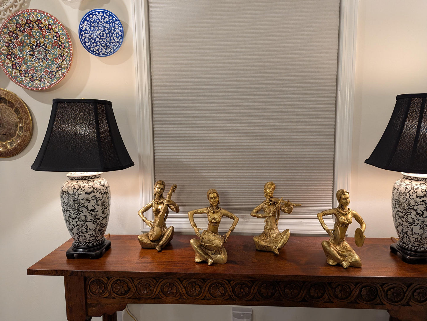 Handcrafted Brass Musician Figurines (Set of 4) – Traditional Indian Folk Art | Cultural Home Decor | Artistic Collectible