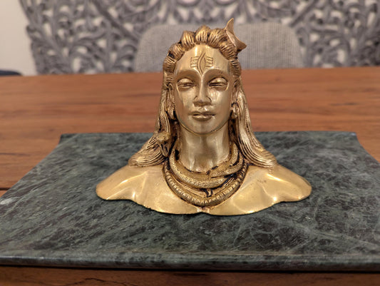 Handcrafted Brass Shiva Bust – Lord Mahadev Murti | Indian Spiritual Decor | Meditation & Pooja Idol - No Base Included