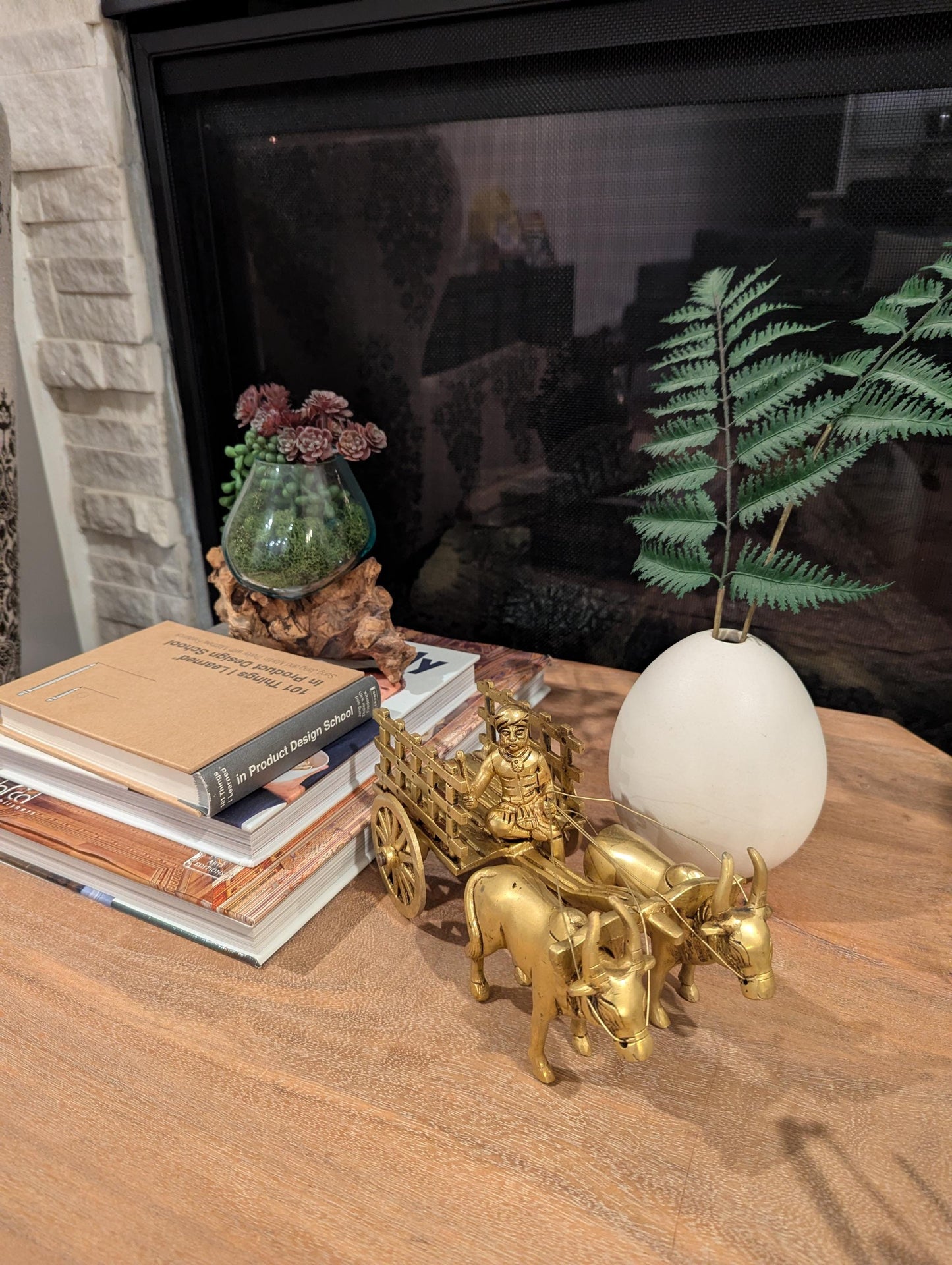 4" Handcrafted Brass Bullock Cart – Indian Traditional Miniature Décor