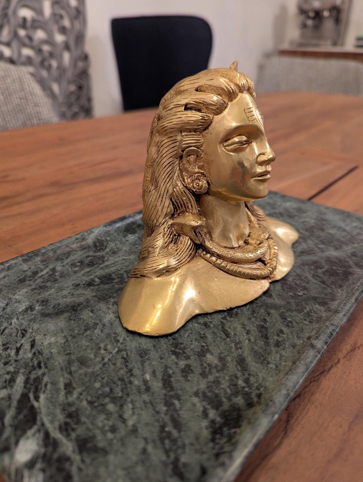 Handcrafted Brass Shiva Bust – Lord Mahadev Murti | Indian Spiritual Decor | Meditation & Pooja Idol - No Base Included