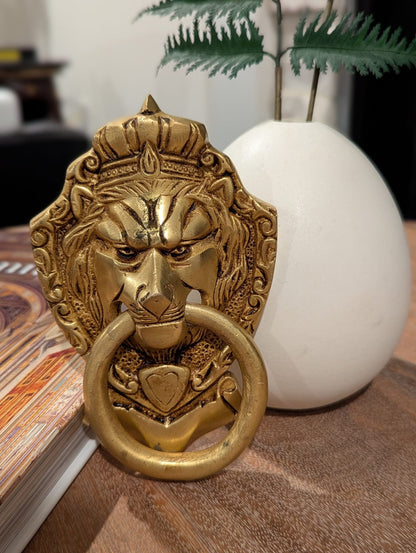 6" Handcrafted Indian Brass Lion Head Door Knocker
