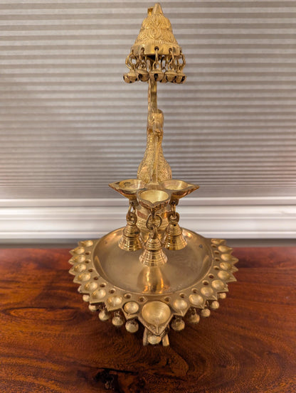 Handcrafted Brass Peacock Diya – Traditional Indian Oil Lamp | Pooja Room Decor | Auspicious Gift