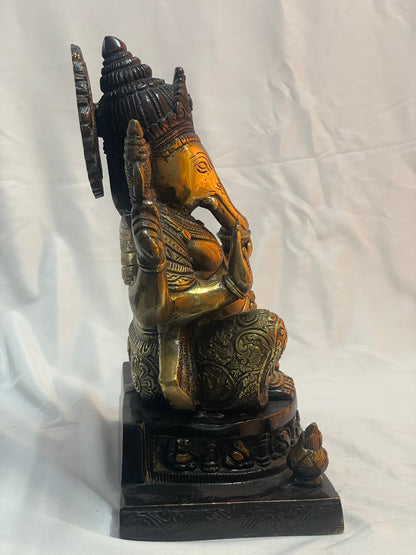 11" Auspicious Brass Ganesha Statue - Handcrafted in India