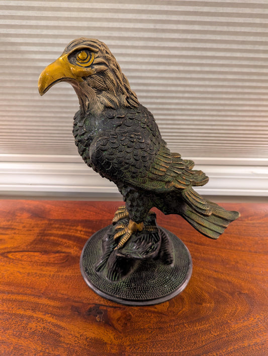 Handcrafted Colored Brass Eagle Statue – Symbol of Strength & Vision | Indian Vaastu Decor | Spiritual and Heritage Collectible